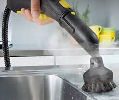 Steam cleaning kitchen sink